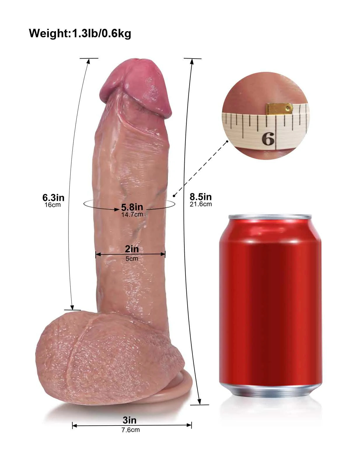 Beau - Gode Réaliste SlidingSkin avec Grand Gland Rosé - 21,6 cm