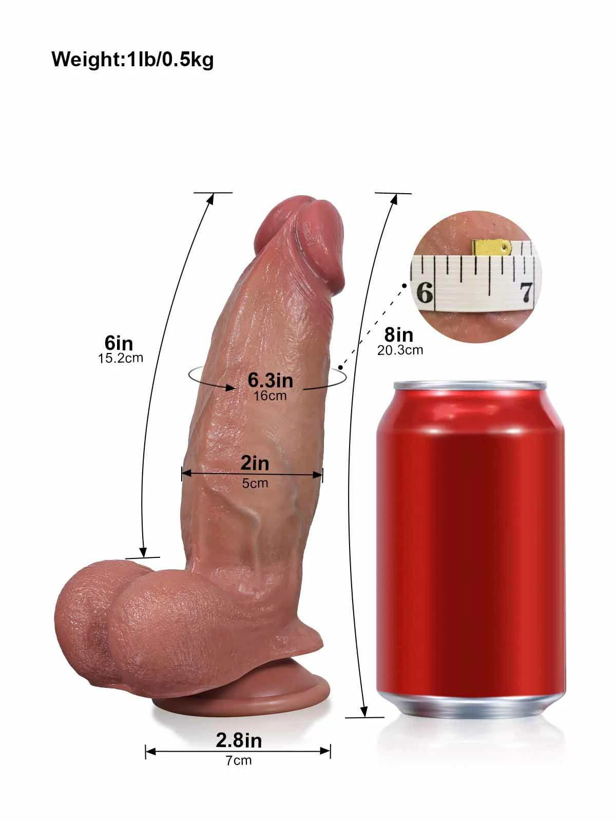 Cato - Gode Réaliste SlidingSkin Compact et Flexible - 20,3 cm