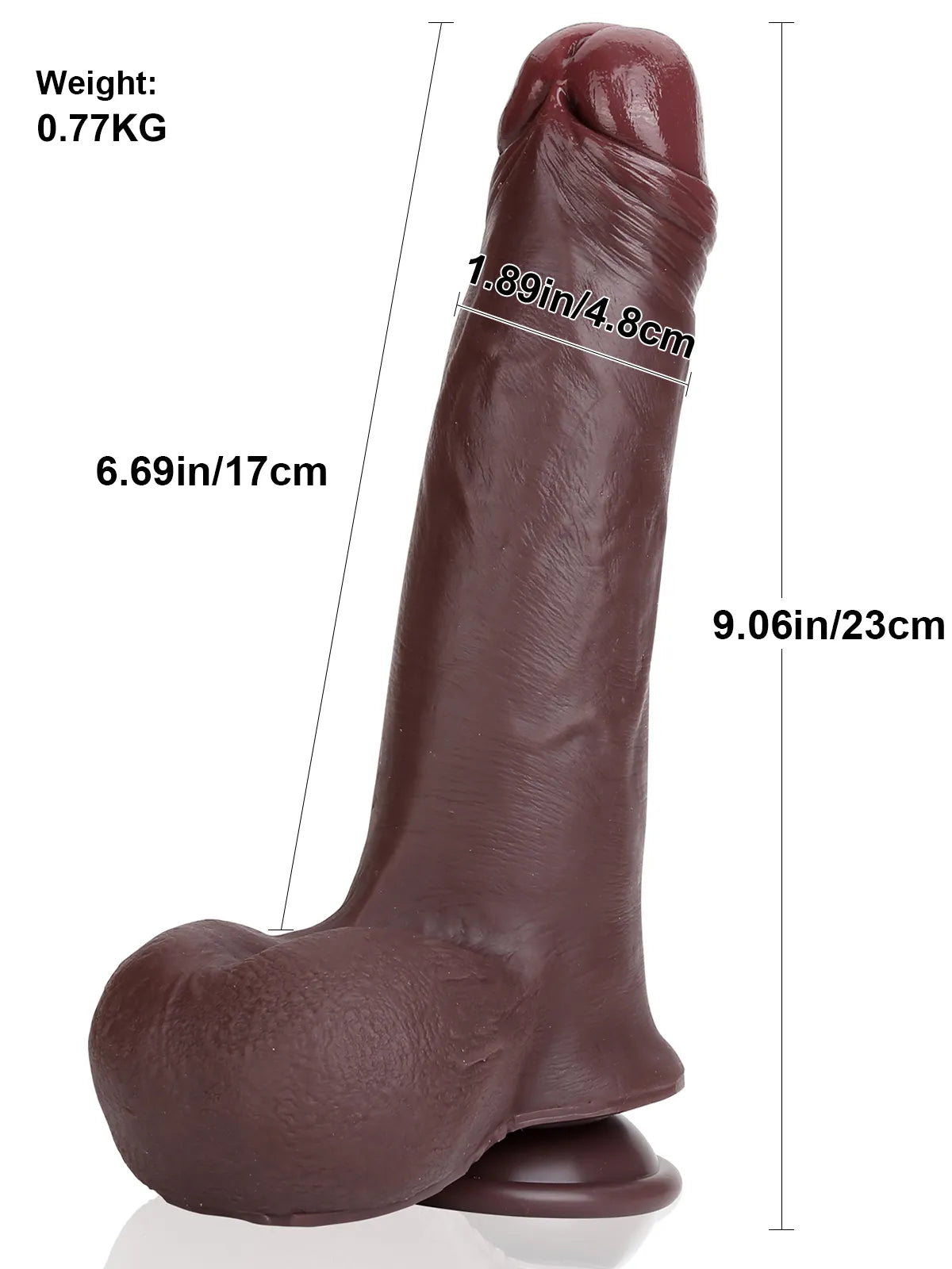 Charles - Gode Réaliste Épais à Peau Coulissante Naturelle - 23 cm