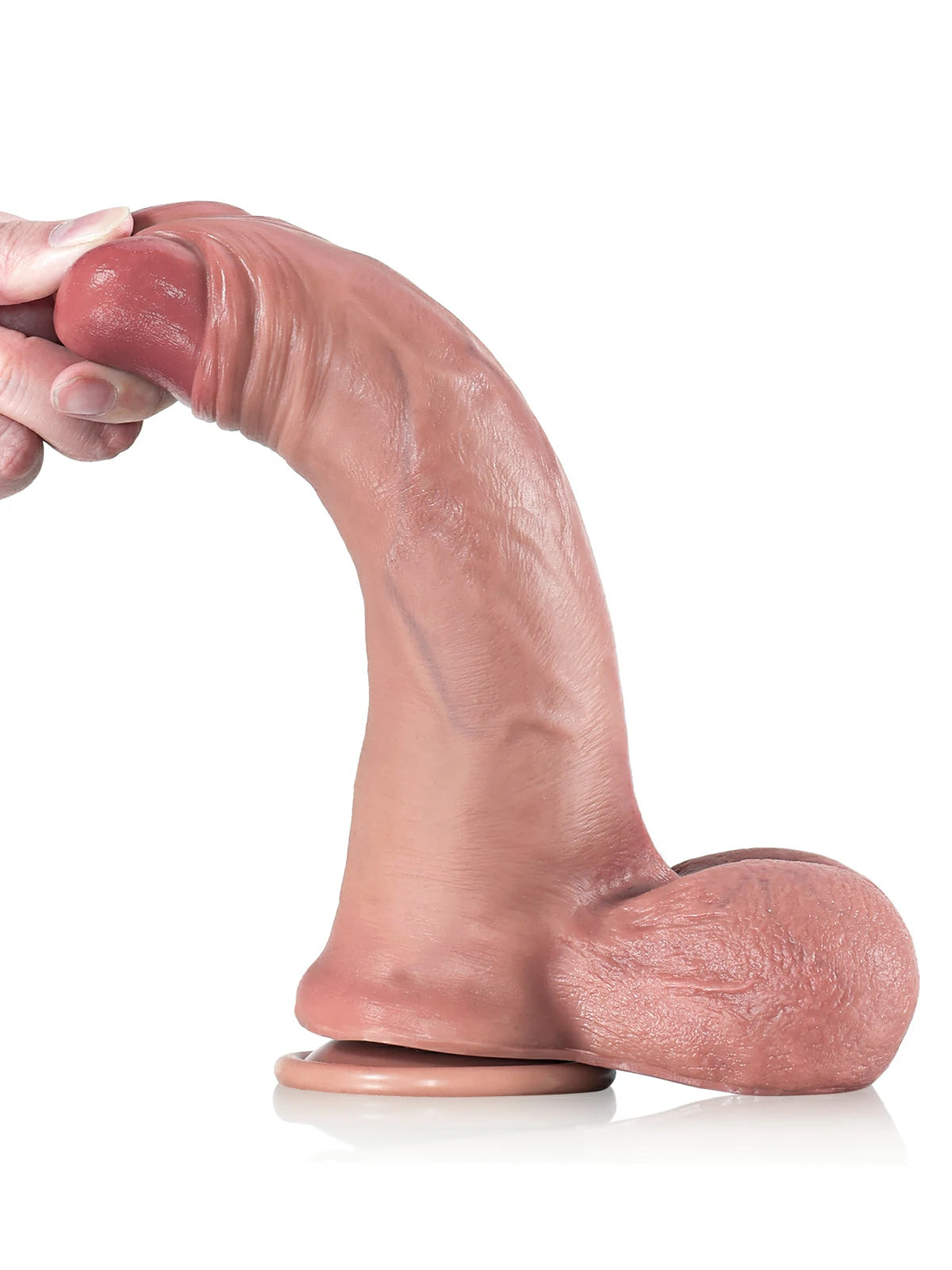 Charles - Gode Réaliste Épais à Peau Coulissante Naturelle - 23 cm