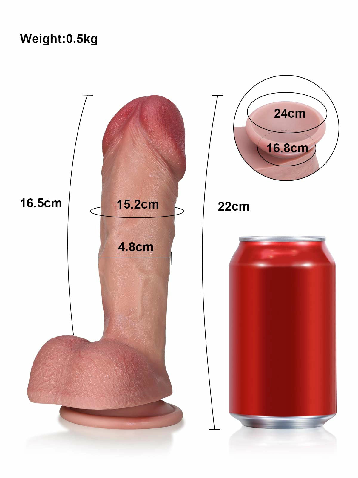 Cody - Gode Réaliste avec Gland Bombé et Texture Détaillée - 22 cm