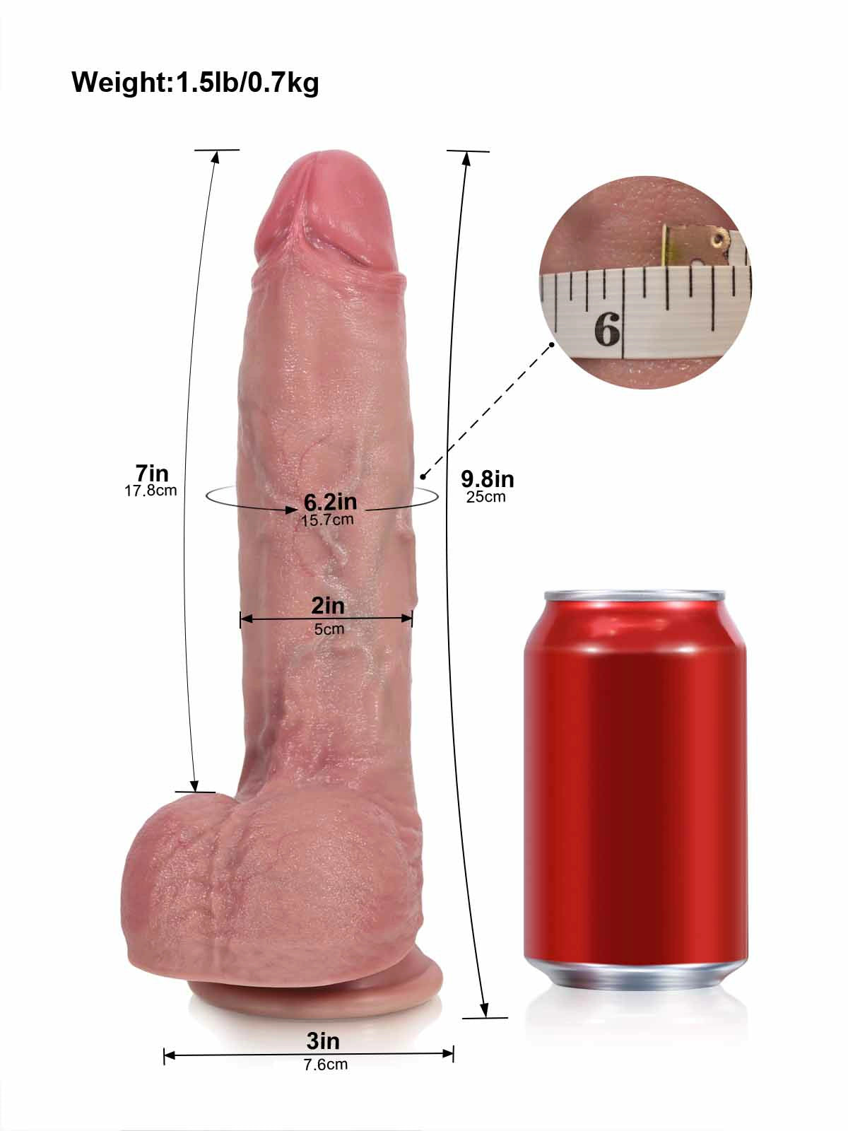 Dante - Gode Vibrant à Poussées avec Prépuce Non Circoncis - 25 cm