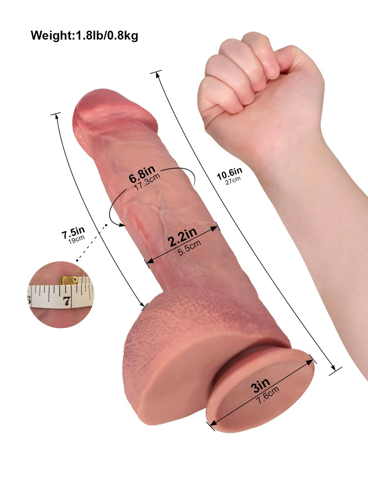 Elias - Gode Réaliste avec Gland Défini et Testicules Serrés - 27 cm