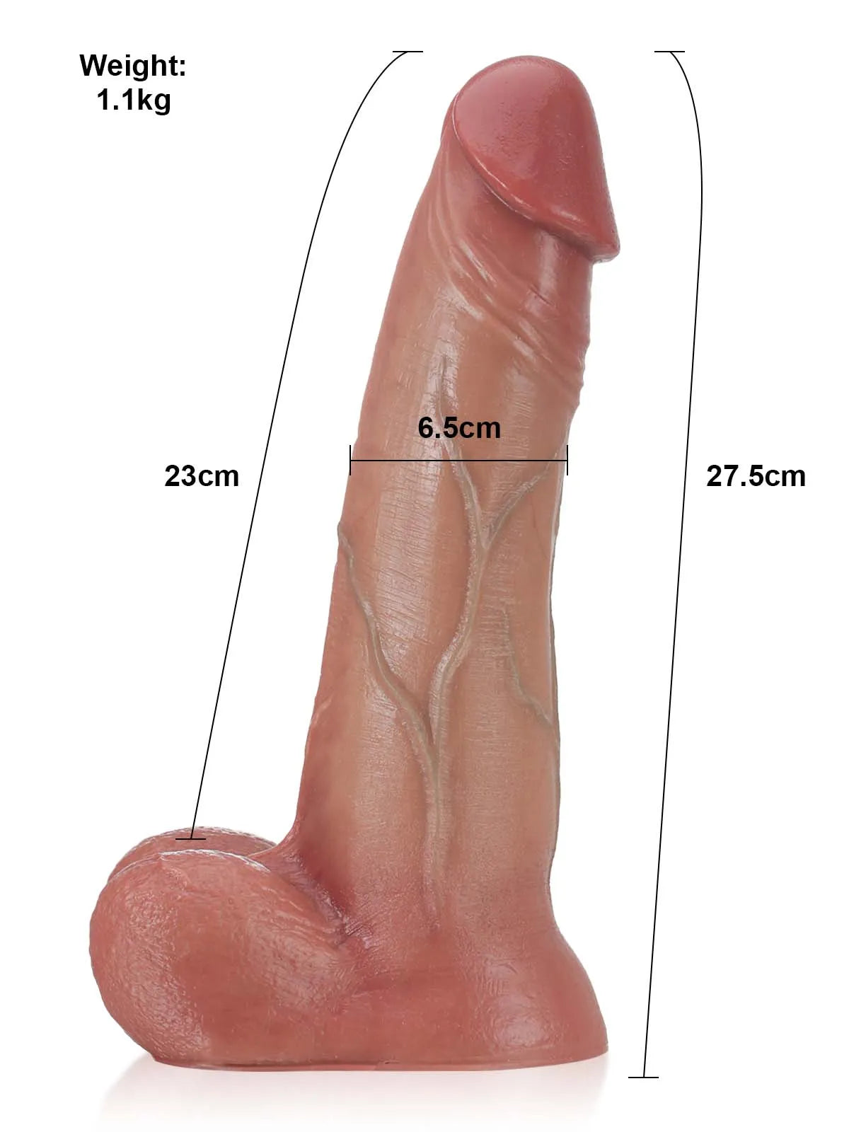Ethan - Godemichet à Peau Coulissante avec Vac-U-Lock pour Polyvalence - 27,5 cm