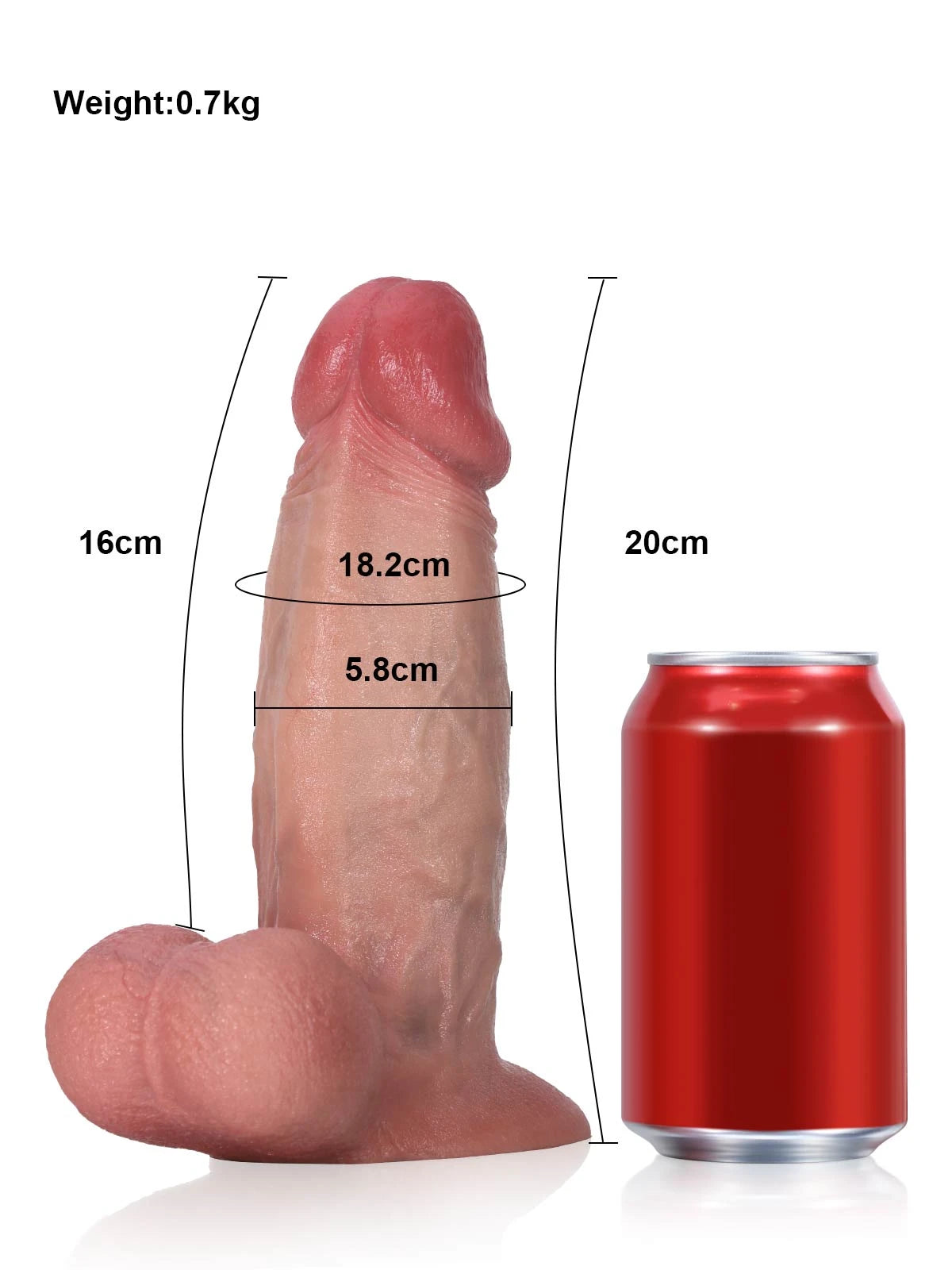 Greg - Gode Réaliste Compatible Vac-U-Lock avec Nervures Prononcées - 20 cm