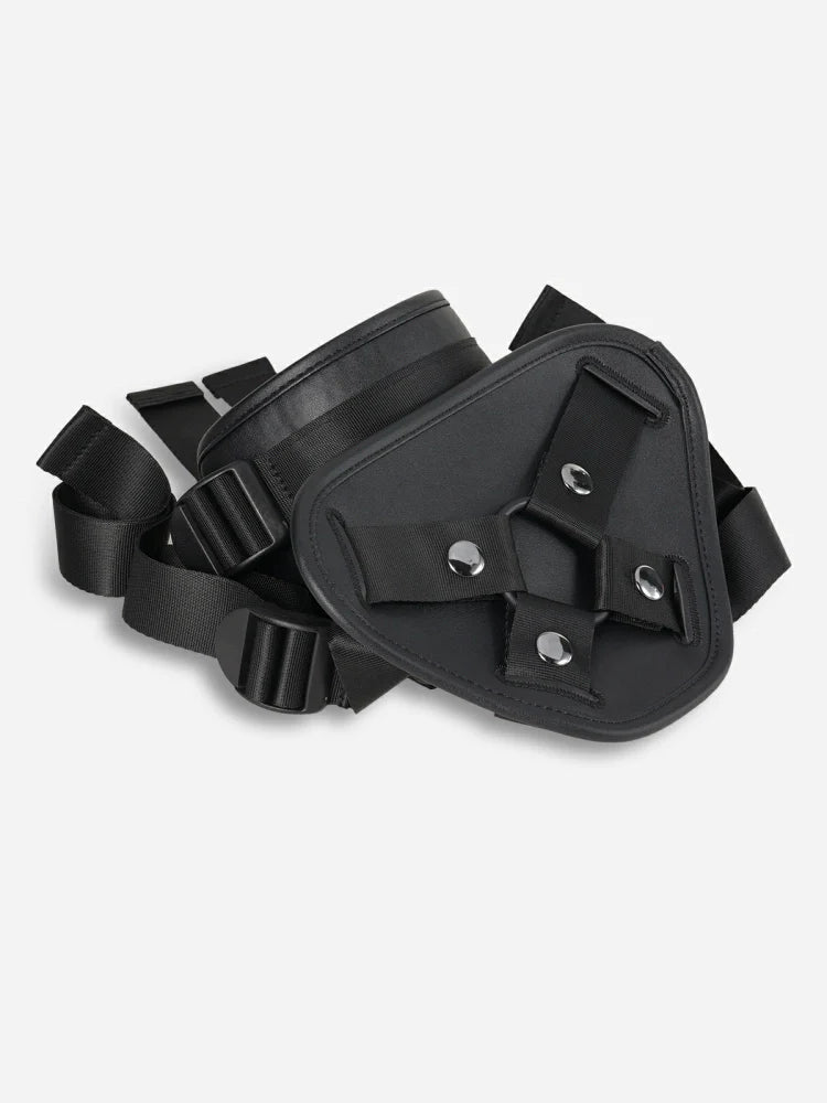 Rex - Harnais en Similicuir Noir Ajustable pour Godemichet à Ventouse - 4.5 cm