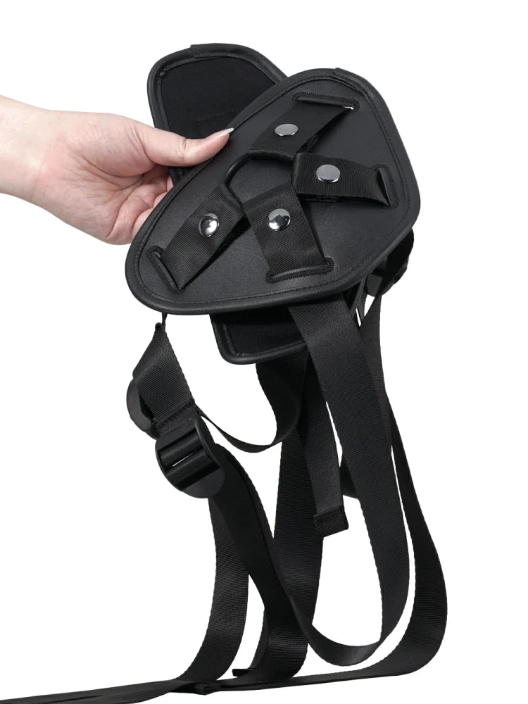 Rex - Harnais en Similicuir Noir Ajustable pour Godemichet à Ventouse - 4.5 cm