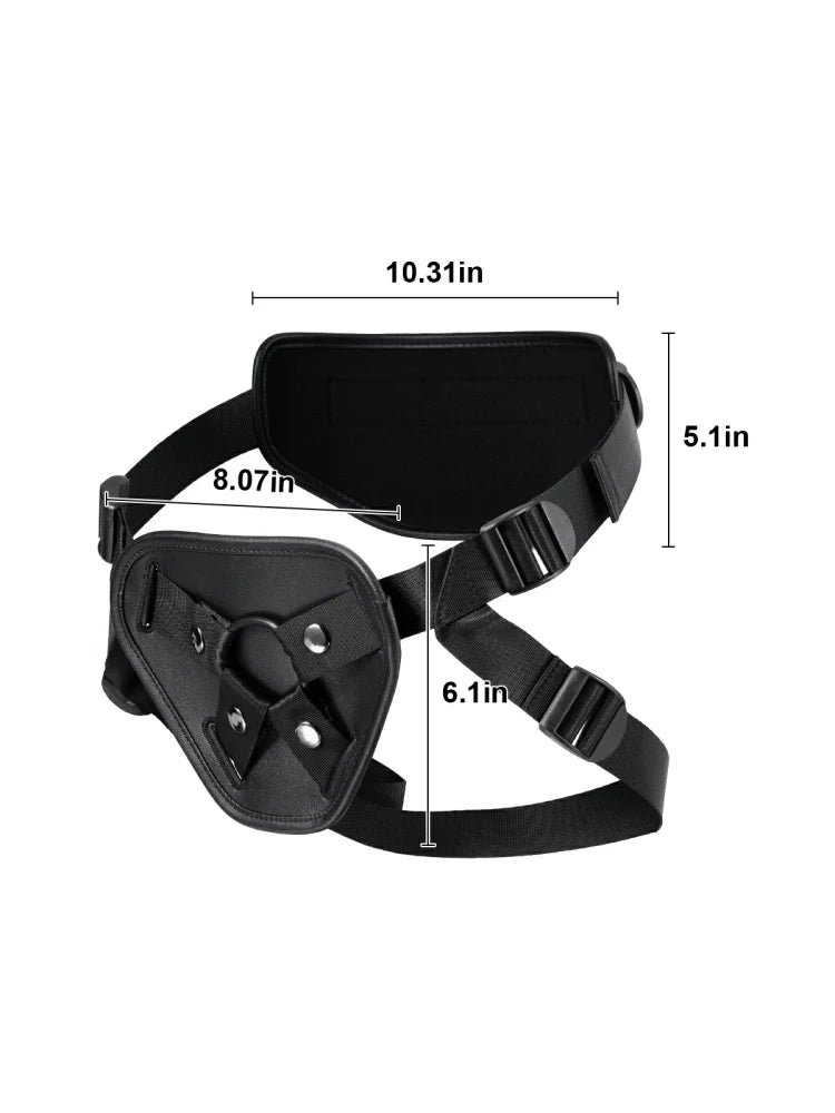 Rex - Harnais en Similicuir Noir Ajustable pour Godemichet à Ventouse - 4.5 cm