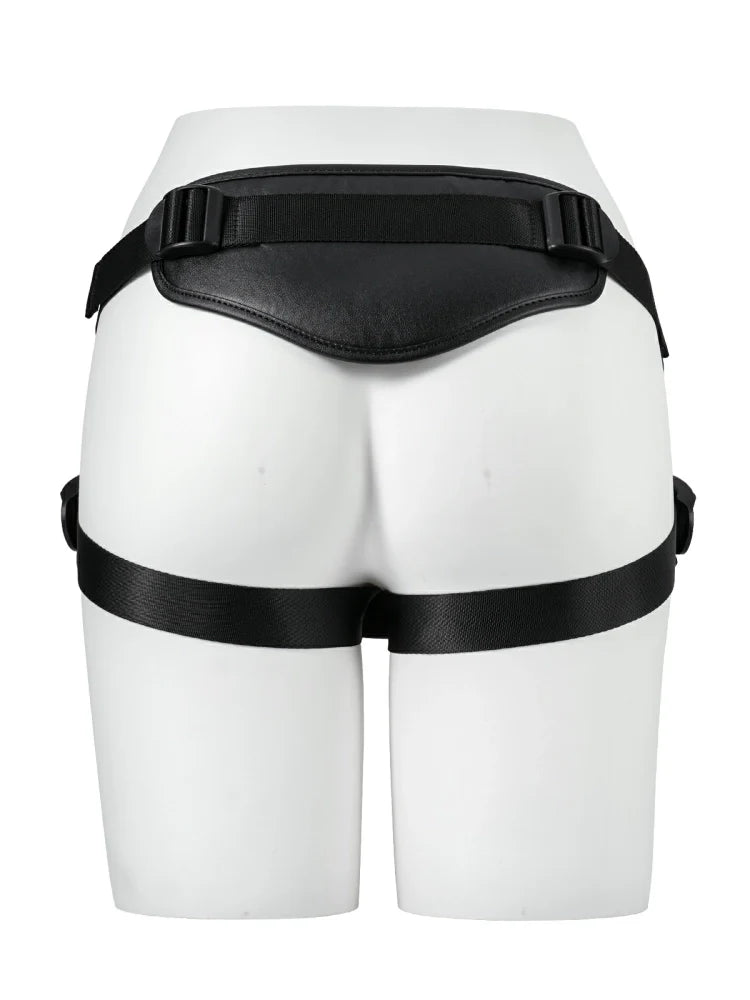 Rex - Harnais en Similicuir Noir Ajustable pour Godemichet à Ventouse - 4.5 cm