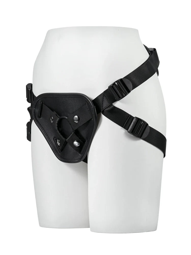 Rex - Harnais en Similicuir Noir Ajustable pour Godemichet à Ventouse - 4.5 cm