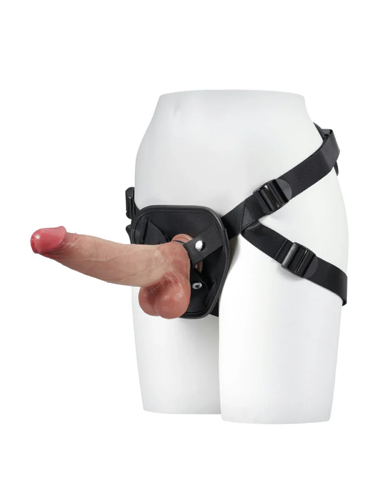 Rex - Harnais en Similicuir Noir Ajustable pour Godemichet à Ventouse - 4.5 cm