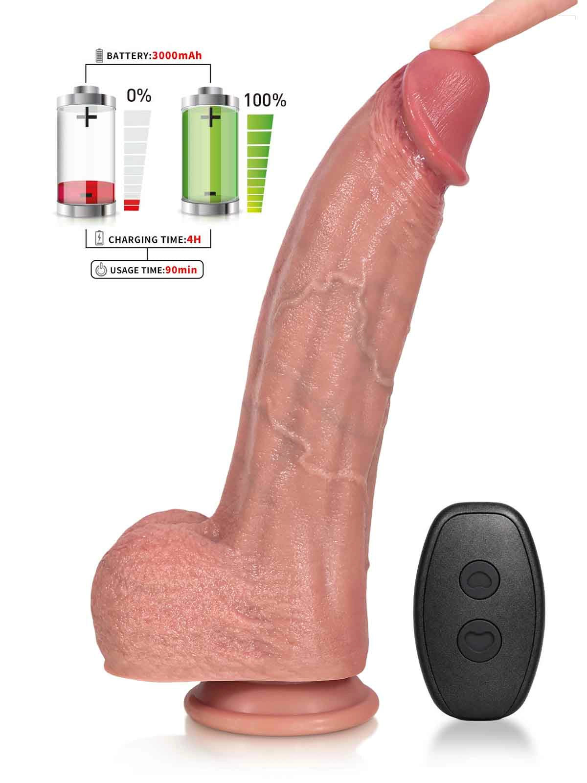 Henry - Gode Vibrant Chauffant à Poussées avec Corps Épais - 27,4 cm
