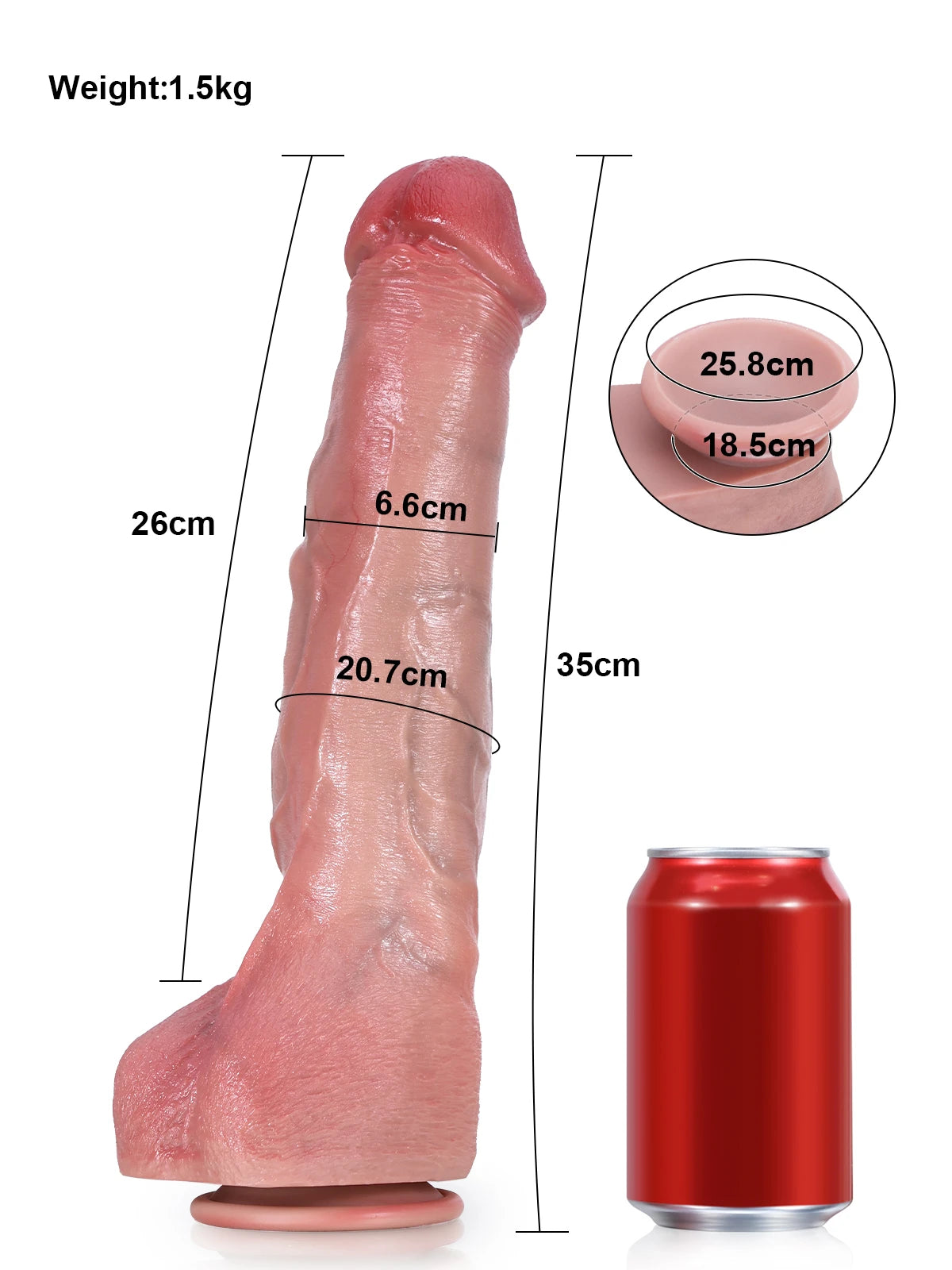 Jeff - Godemichet Anal Géant Flexible avec Colonne Métallique - 30 cm/35 cm