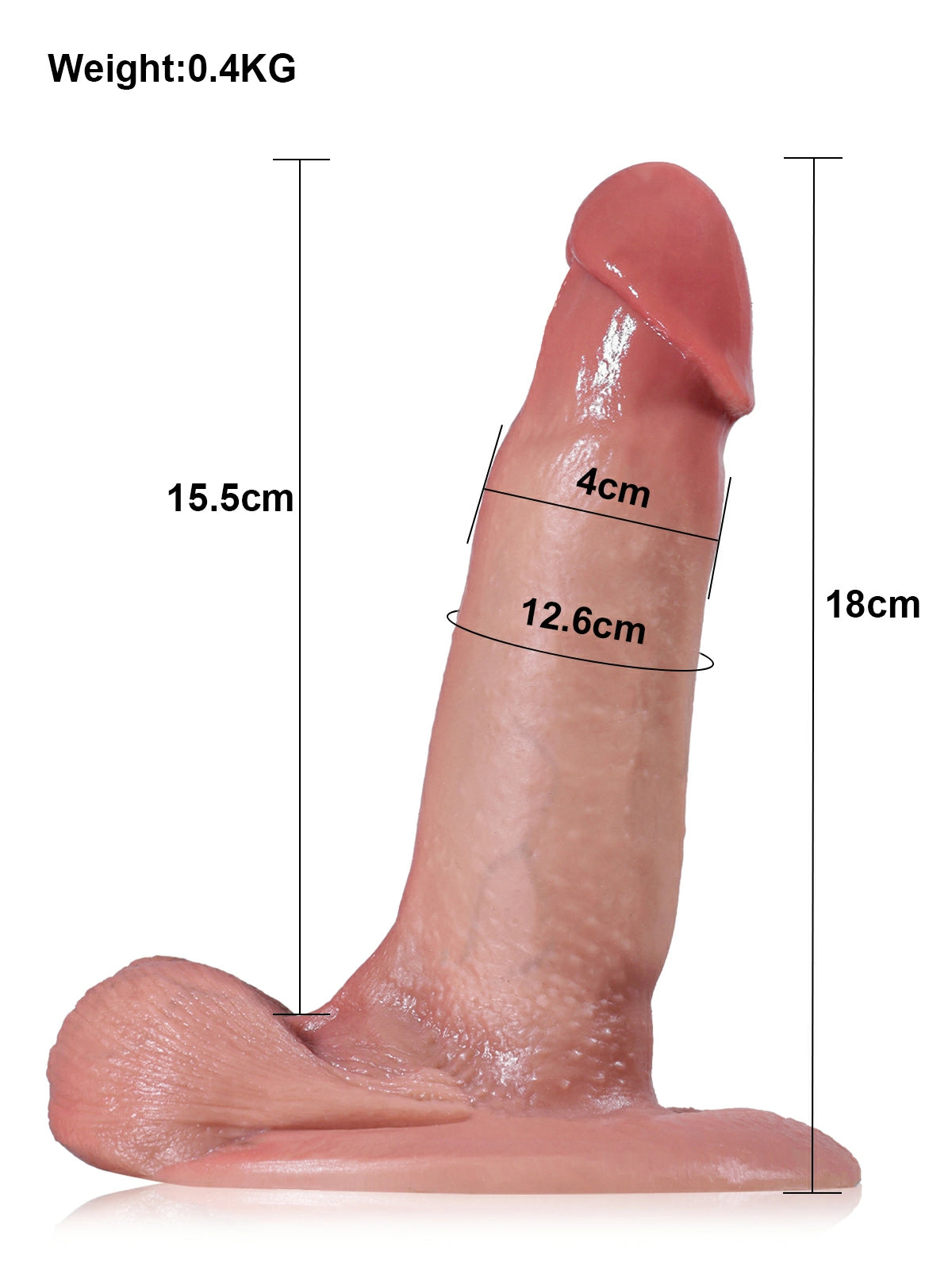 Kai - Godemichet Réaliste à Peau Coulissante avec Ventouse Puissante - 18 cm