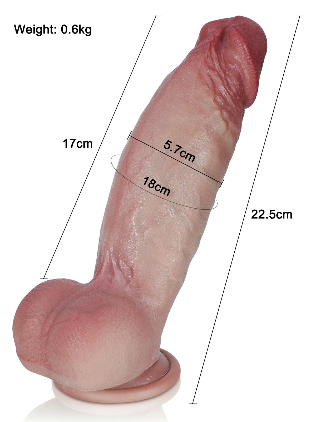 Kimi - Gode Réaliste Épais Double Densité Ultra-Souple pour Débutants - 22,5 cm