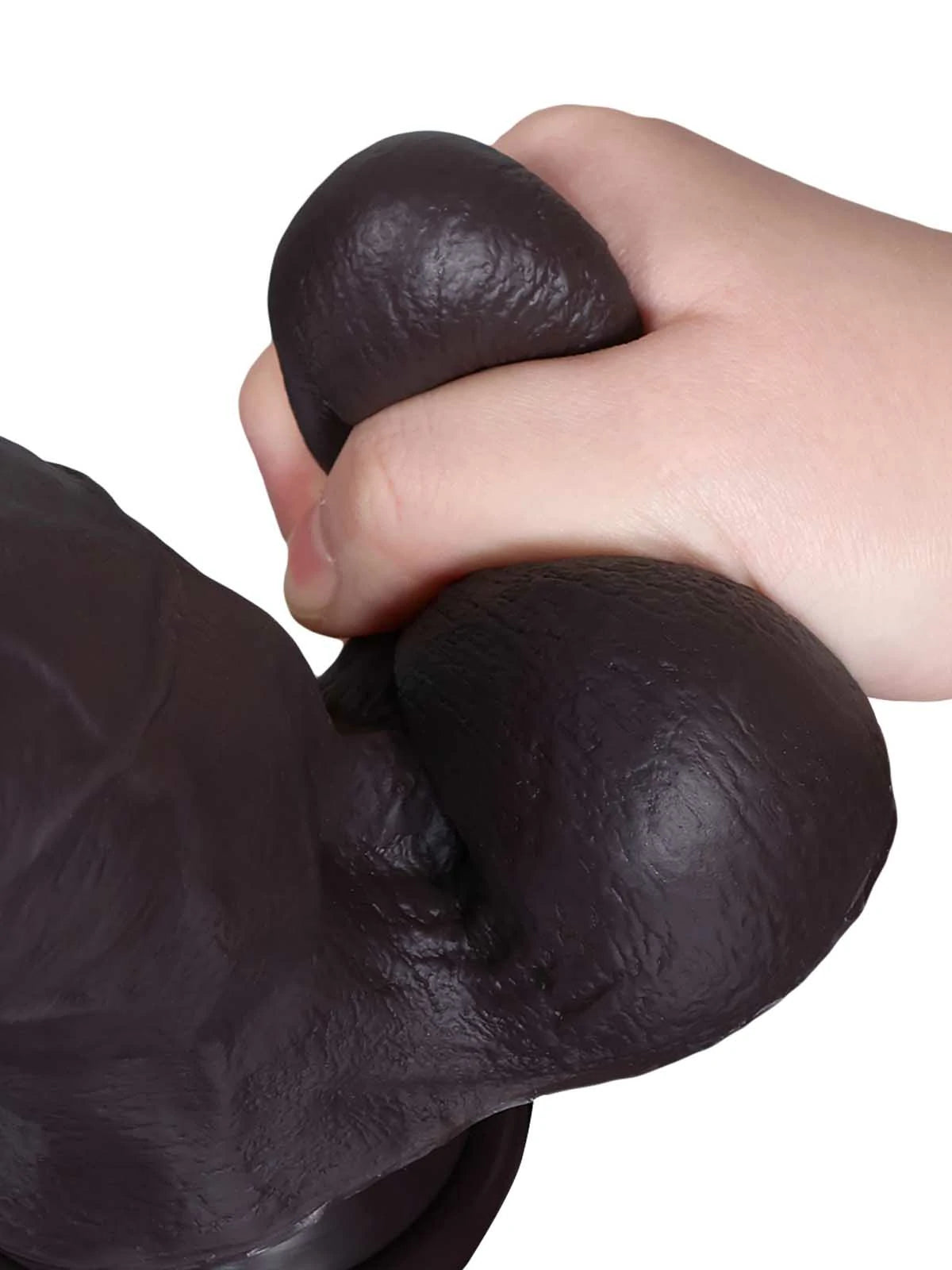 Konrad - SlidingSkin Gode Noir Épais avec Testicules Mobiles - 22,3 cm
