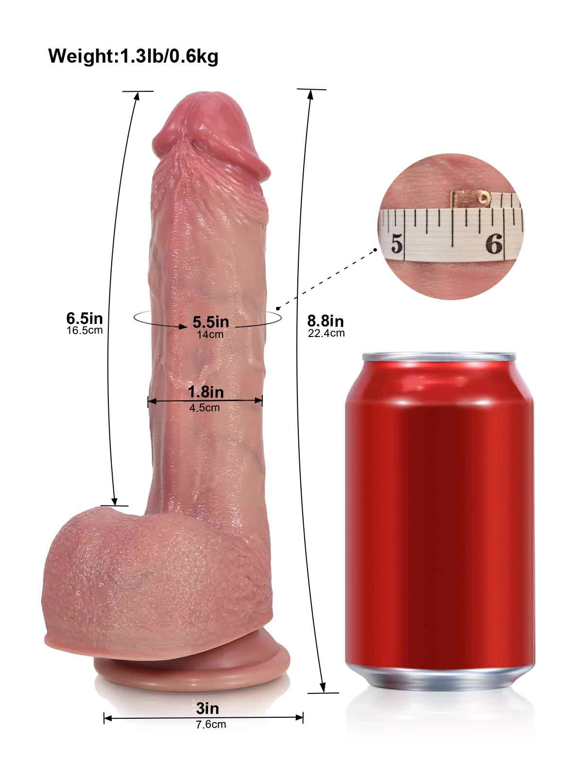 Leon - Gode Réaliste Vibrant 3+3+3 Modes avec Texture Plissée - 22,4 cm