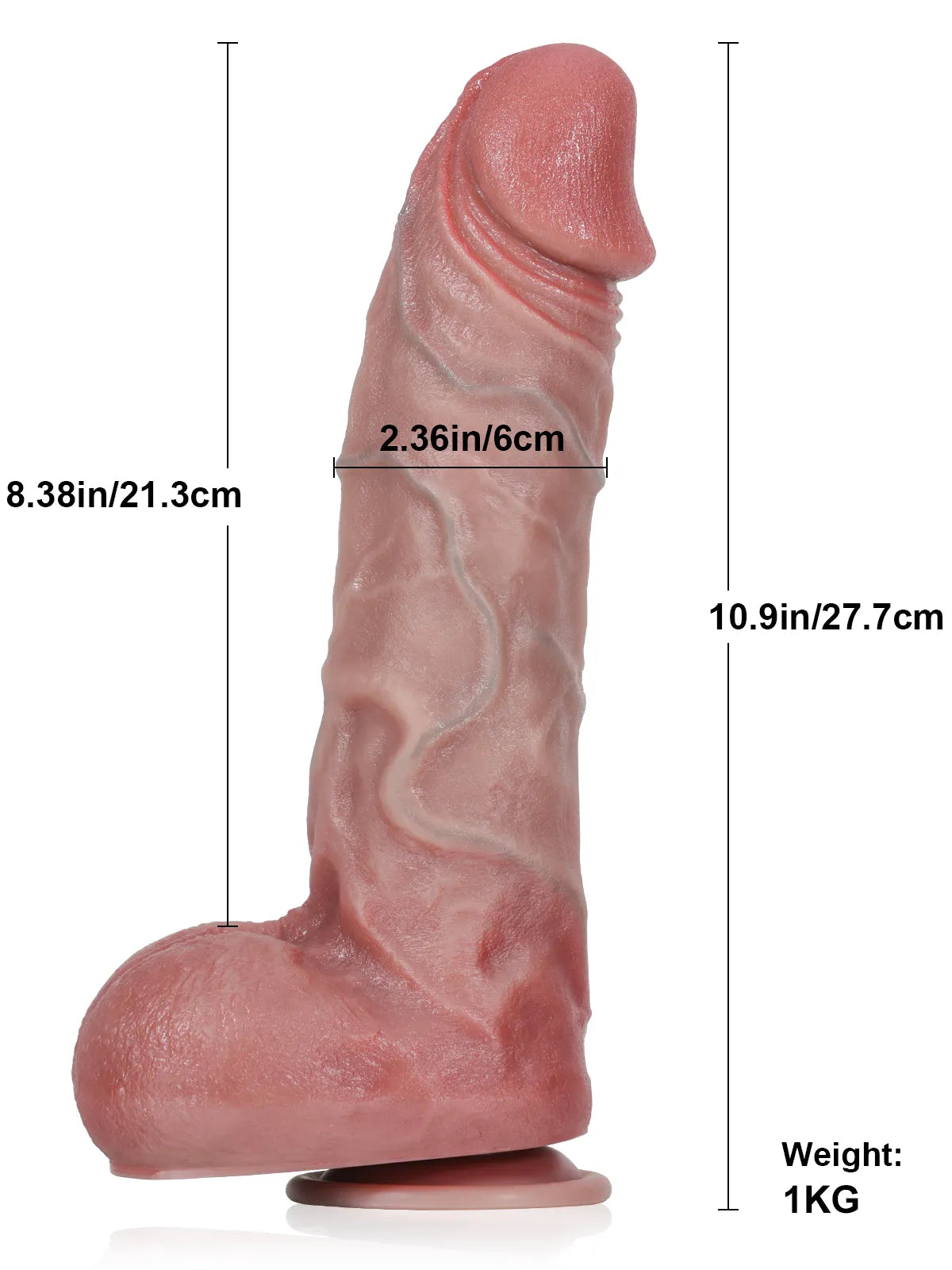 Lucas - Godemichet Long Réaliste à Poussées et Vibrations - 27,7 cm
