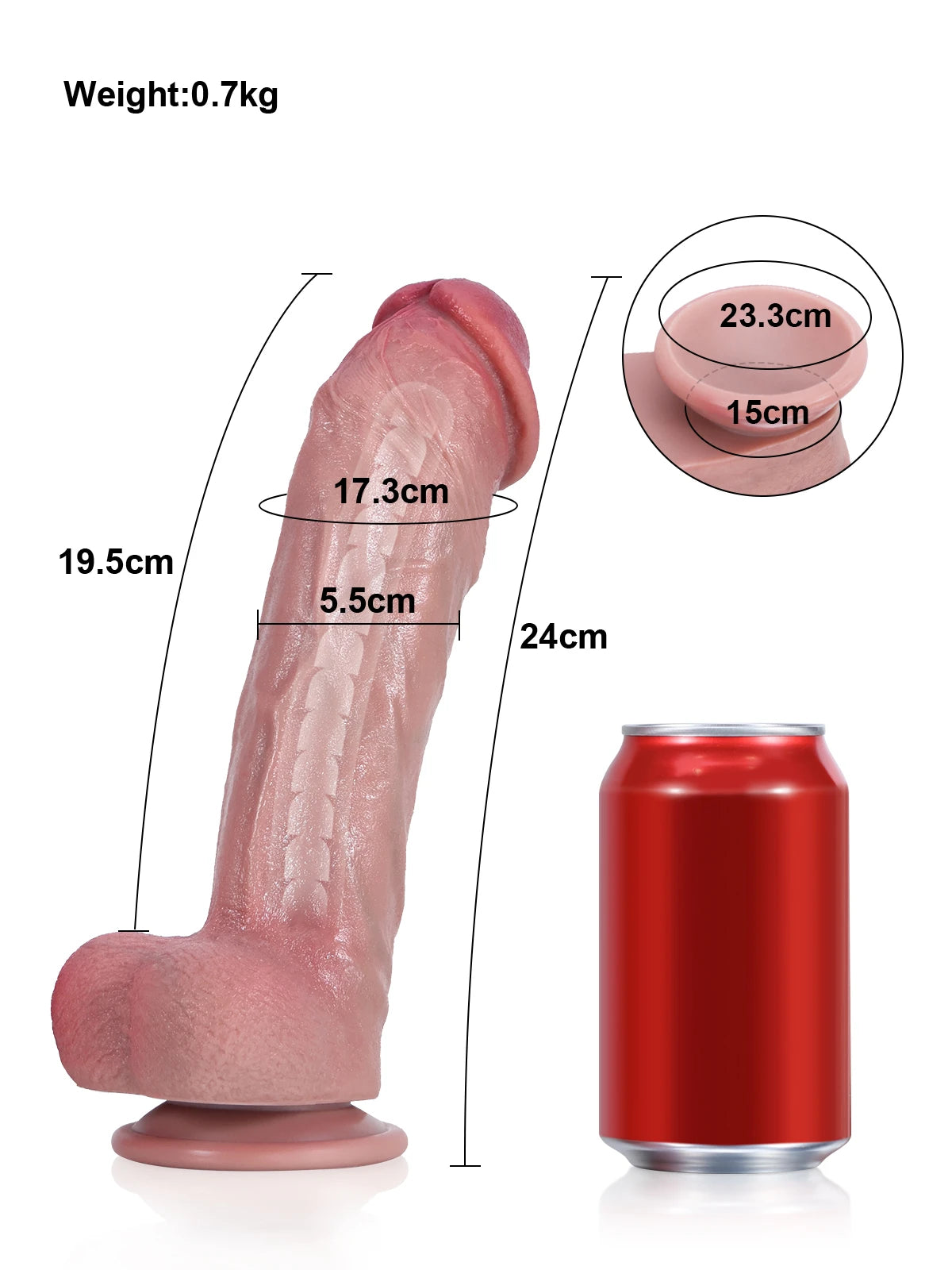 Machete - Gode Réaliste Épais et Courbé, Stimulation Intense du Point-G - 24 cm