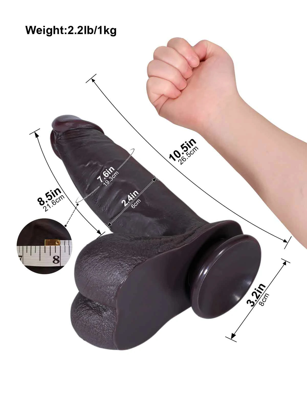 Magnus - Gros Gode Noir SlidingSkin Courbé avec Crête - 26,5 cm