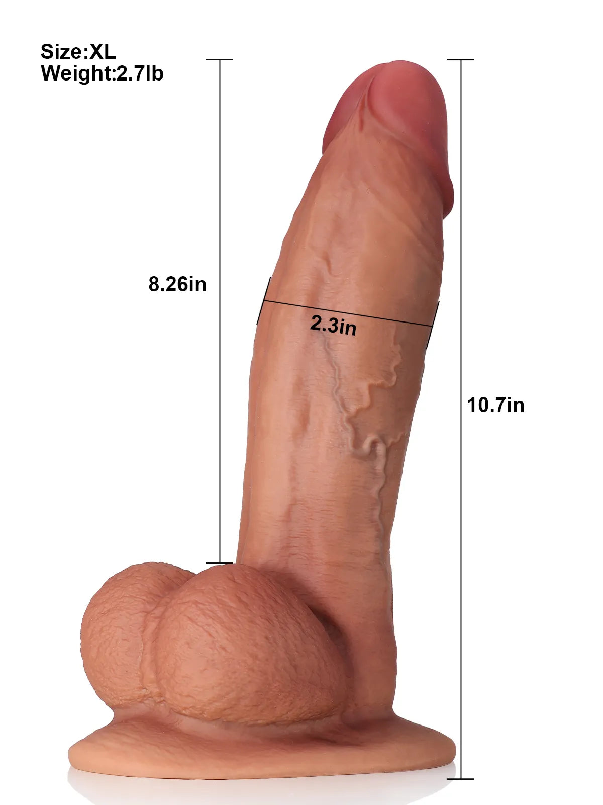 Marc - Grand Godemichet Réaliste Marron avec Veines et Bourses - 27,2 cm