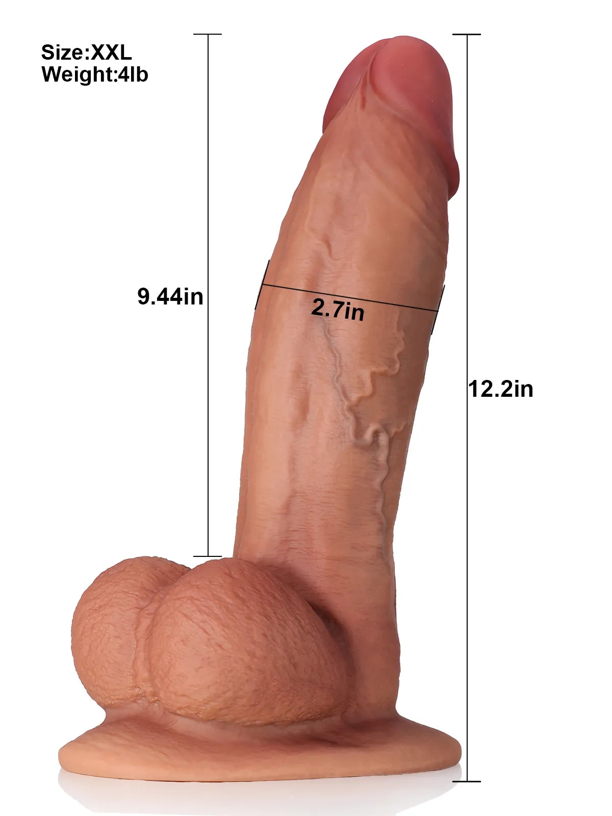 Marc - Grand Godemichet Réaliste Marron avec Veines et Bourses - 27,2 cm