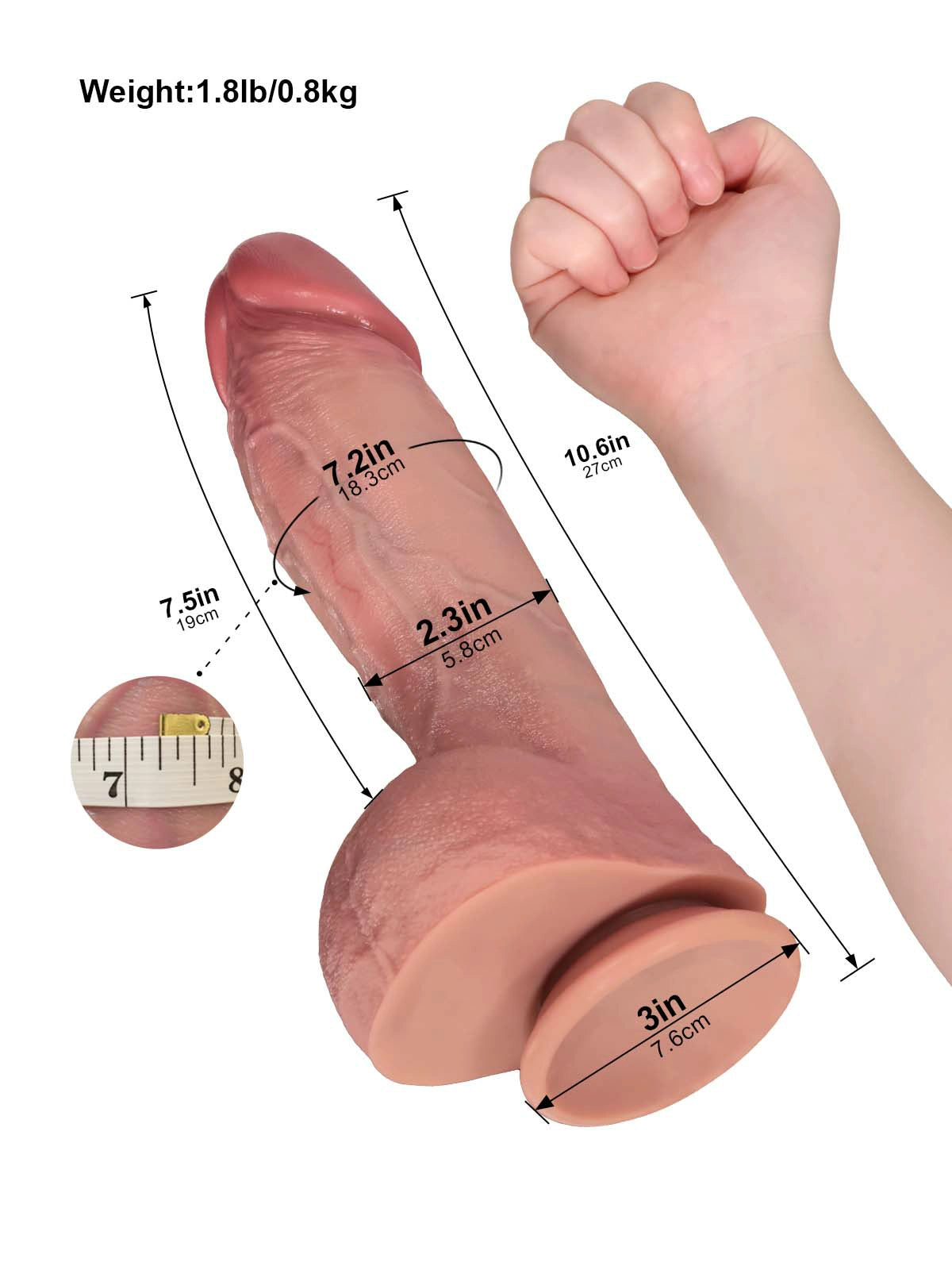 Marcus - Gros Gode Réaliste avec Veines Prononcées et Testicules Plissés - 27 cm