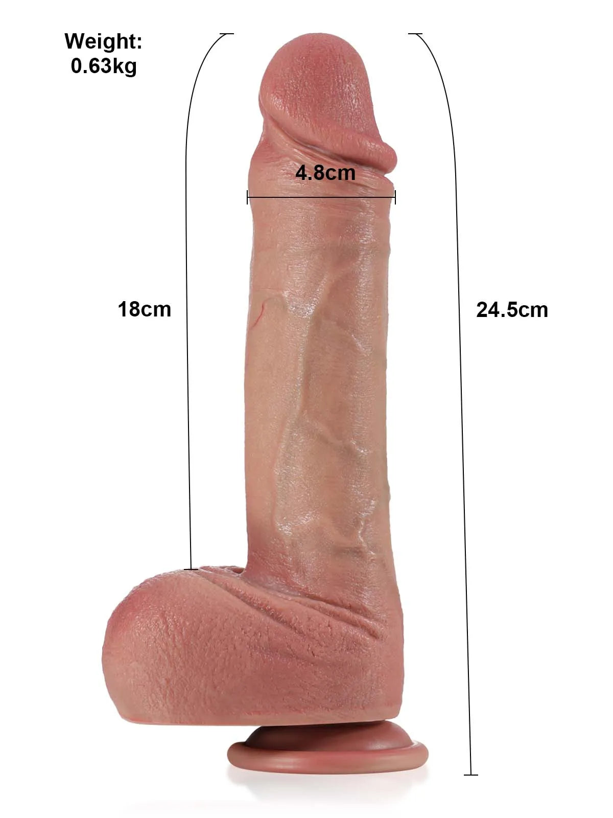Michel - Godemichet Réaliste à Peau Douce avec Testicules Mobiles - 24,5 cm