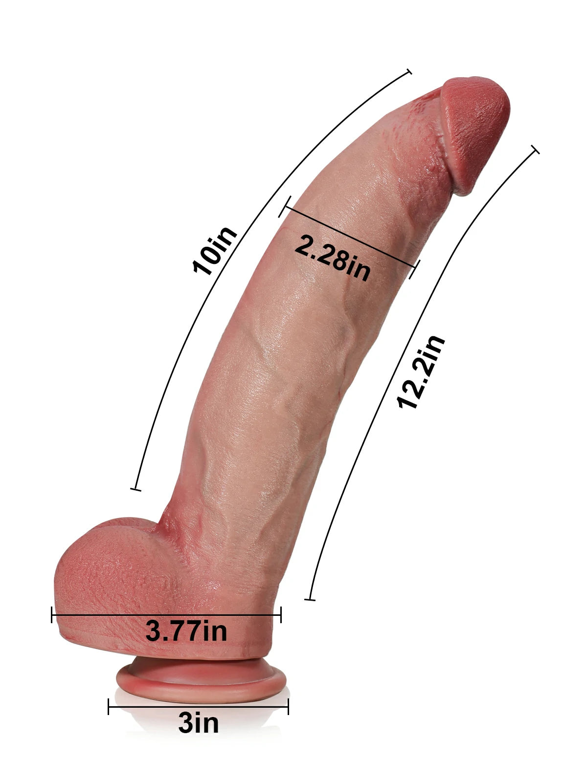 Régis - Godemichet Réaliste Grand, Courbé et Épais en Silicone Souple - 31 cm