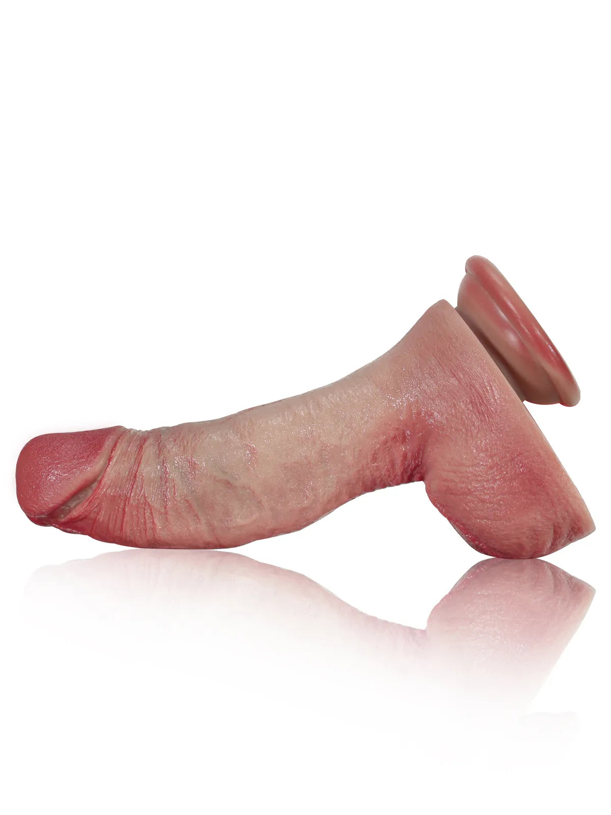 Robert - Godemichet Réaliste en Silicone Courbé et Souple avec Bourses Serrées - 19 cm