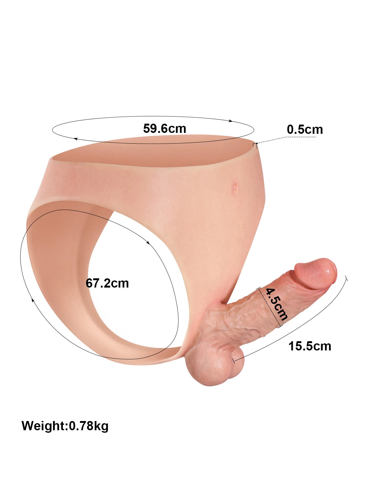 Thomas - Harnais avec Godemichet Réaliste pour Couples Lesbiens - 15,5 cm
