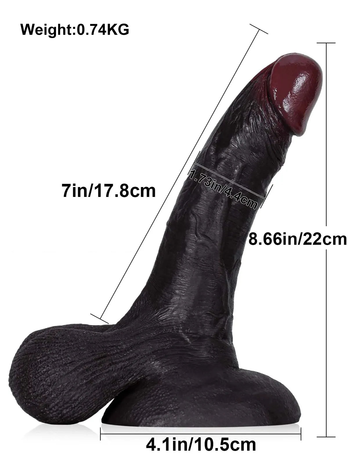 Zeus - Godemichet Réaliste Noir BBC avec Scrotum Mobile - 22 cm