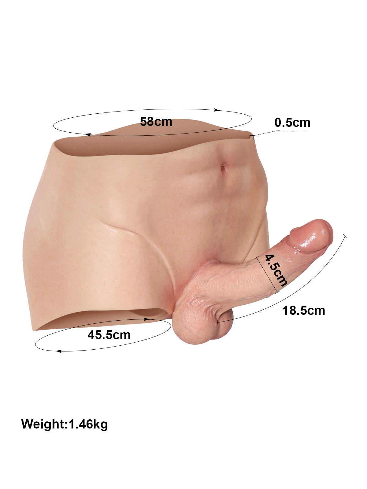 Angelo - Harnais Culotte en Silicone avec Godemichet Réaliste Fixe - 18,5 cm