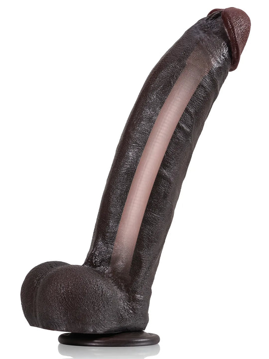 Farid - Grand Godemichet Réaliste en Silicone Souple avec Arête Centrale - 30,5 cm