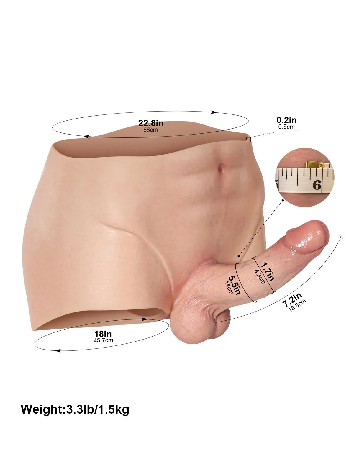 Beck - Gode Ceinture en Silicone avec Godemichet Réaliste Fixe - 18,3 cm