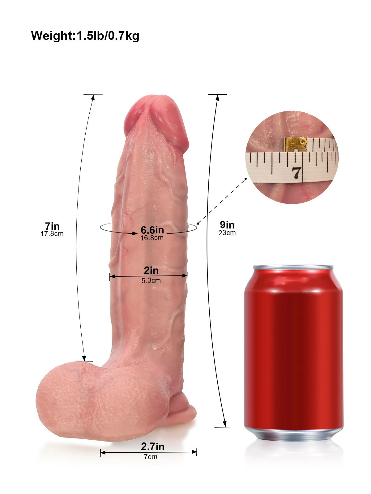 Blake - Gode Réaliste Texturé avec Crête Dorsale Prononcée - 23 cm