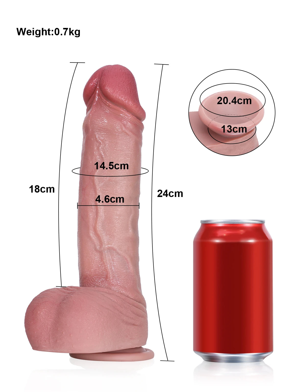 Brandon - Gode Réaliste Double Densité avec Gland 3D Sculpté et Testicules Mobiles - 24 cm