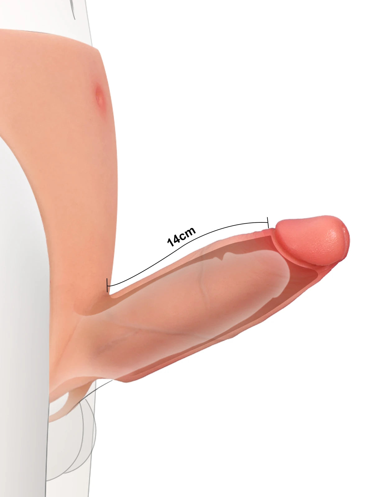 Casey - Gode Ceinture Creux Réaliste en Silicone avec Manchon Extensible - 15,5 cm