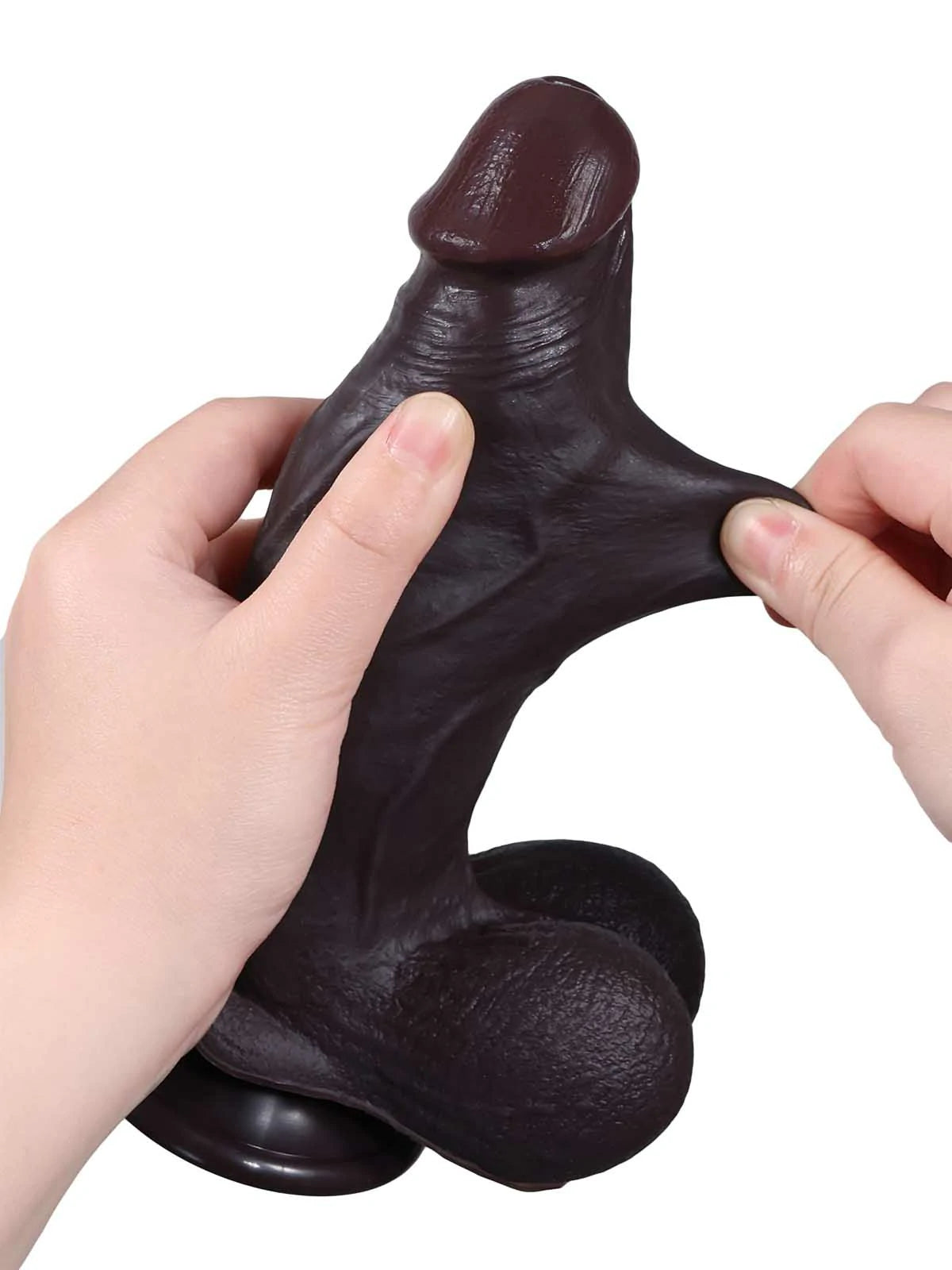 Cato - Gode Noir Réaliste SlidingSkin Compact Souple - 20,3 cm