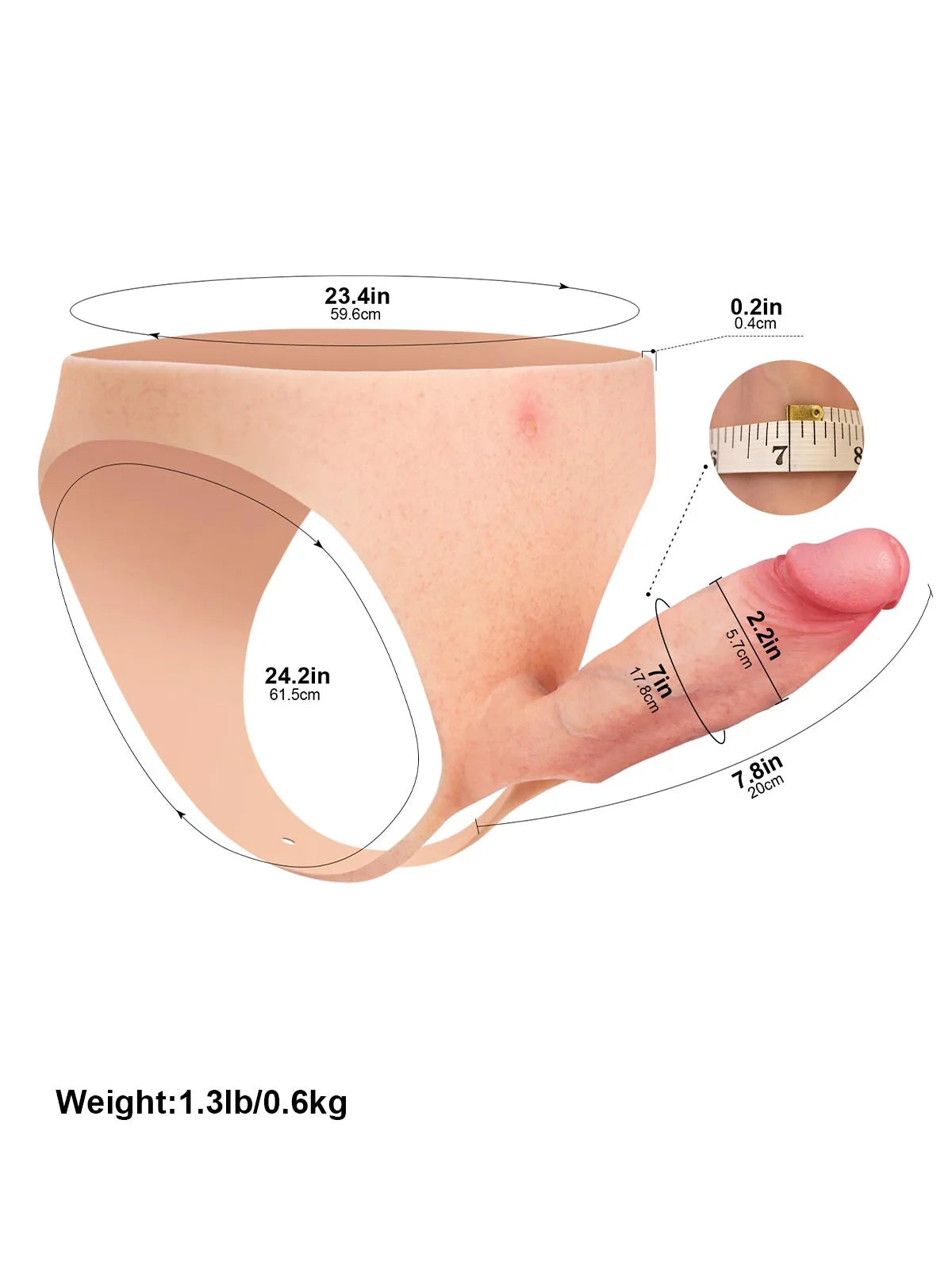 Daenerys - Gode Ceinture Creux Réaliste en Silicone (Strap-On / ED Sleeve) - 20 cm