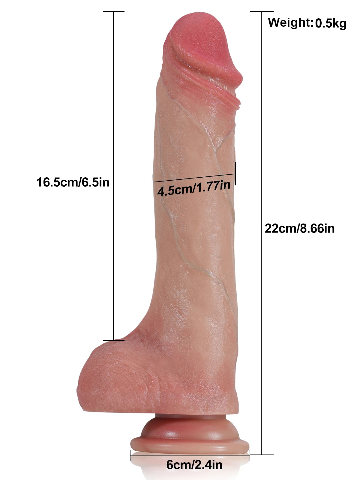 Damien - Gode Vibrant à Peau Coulissante, 7 Modes de Poussée et 3 Vibrations - 22 cm