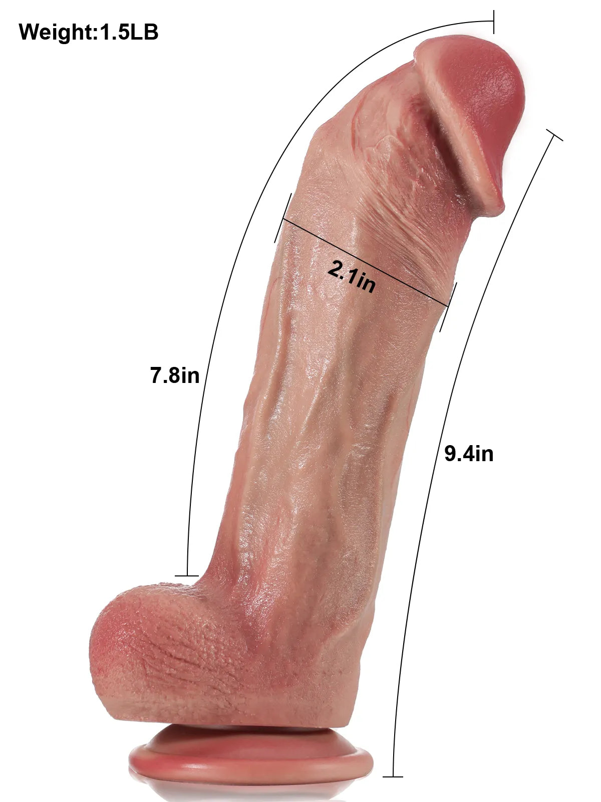 Dimitri - Grand Godemichet Réaliste Épais et Courbé avec Testicules Serrés - 23,9 cm