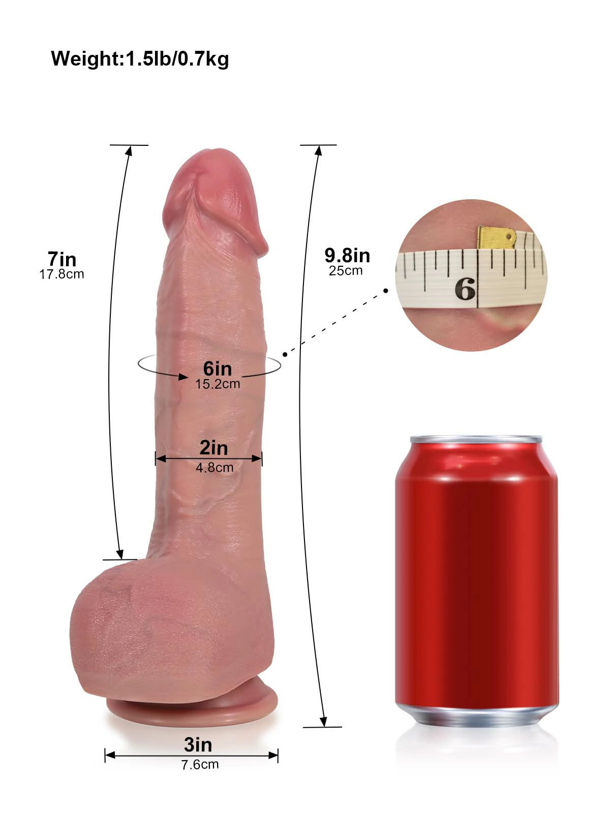 Dominic - Gode Réaliste au Corps Lisse avec Grand Gland et Crête Prononcée - 25 cm