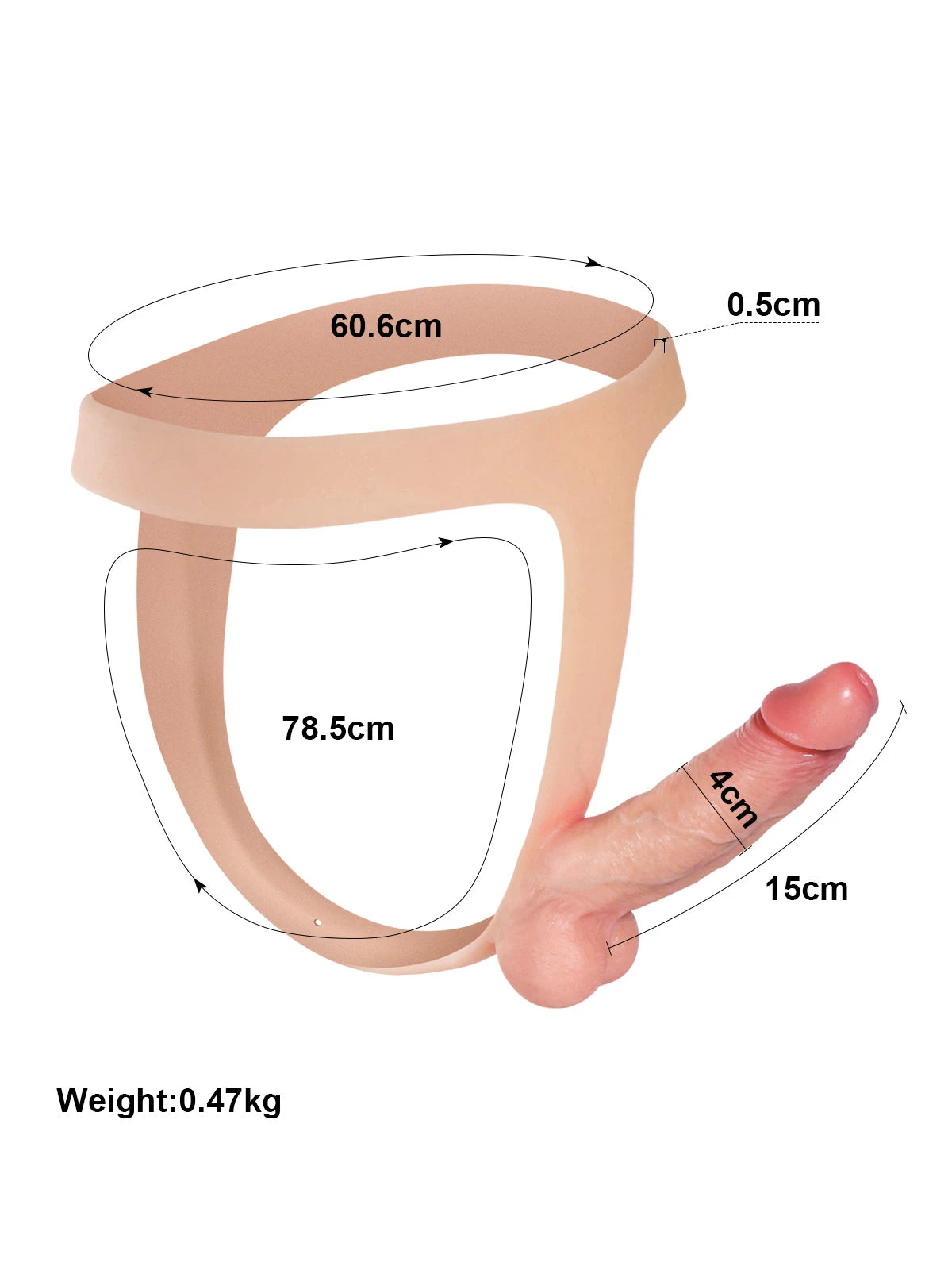 Evan - Harnais Ultra-Fin en Silicone avec Godemichet Réaliste - 15 cm