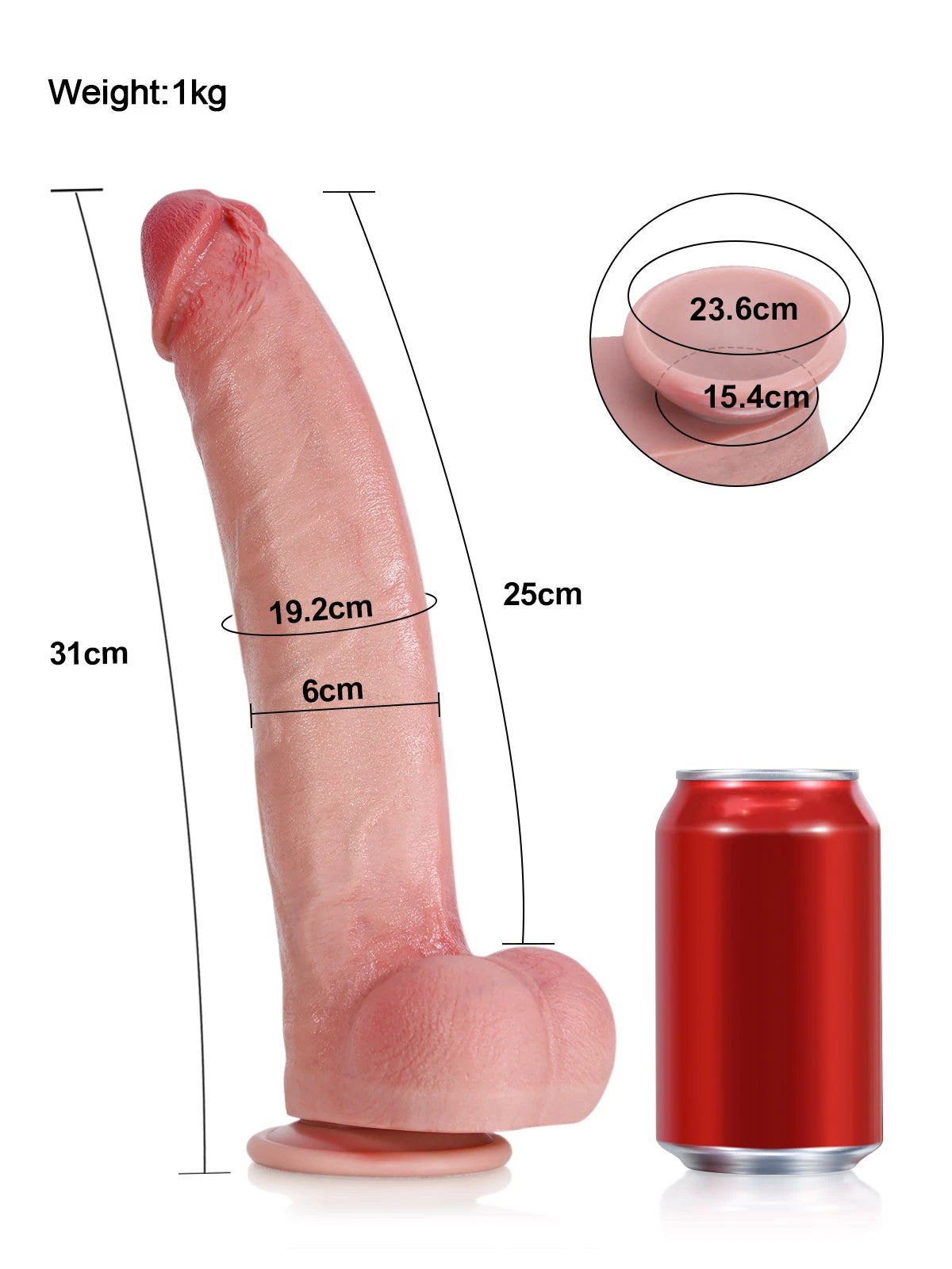 Farid - Godemichet Réaliste Grand, Courbé et Épais en Silicone Souple - 31 cm