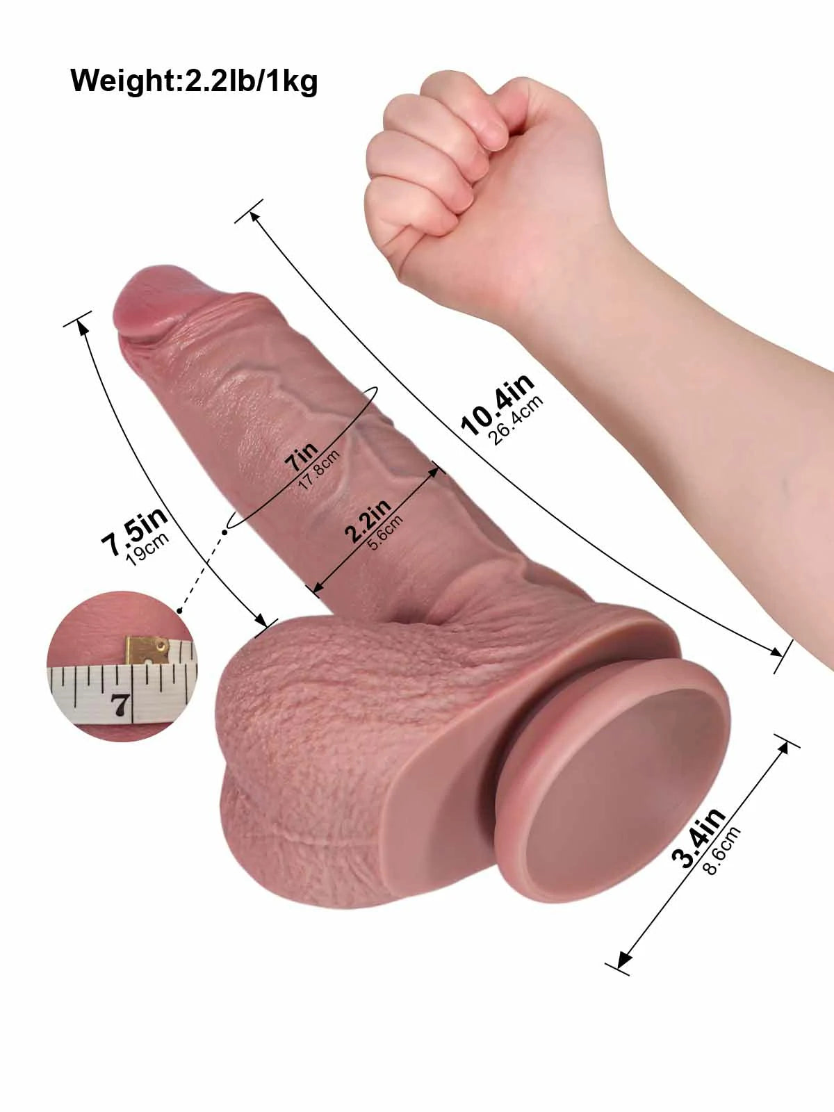 Ford - Gode Réaliste SlidingSkin Non Circoncis avec Testicules Pendants - 26,4 cm