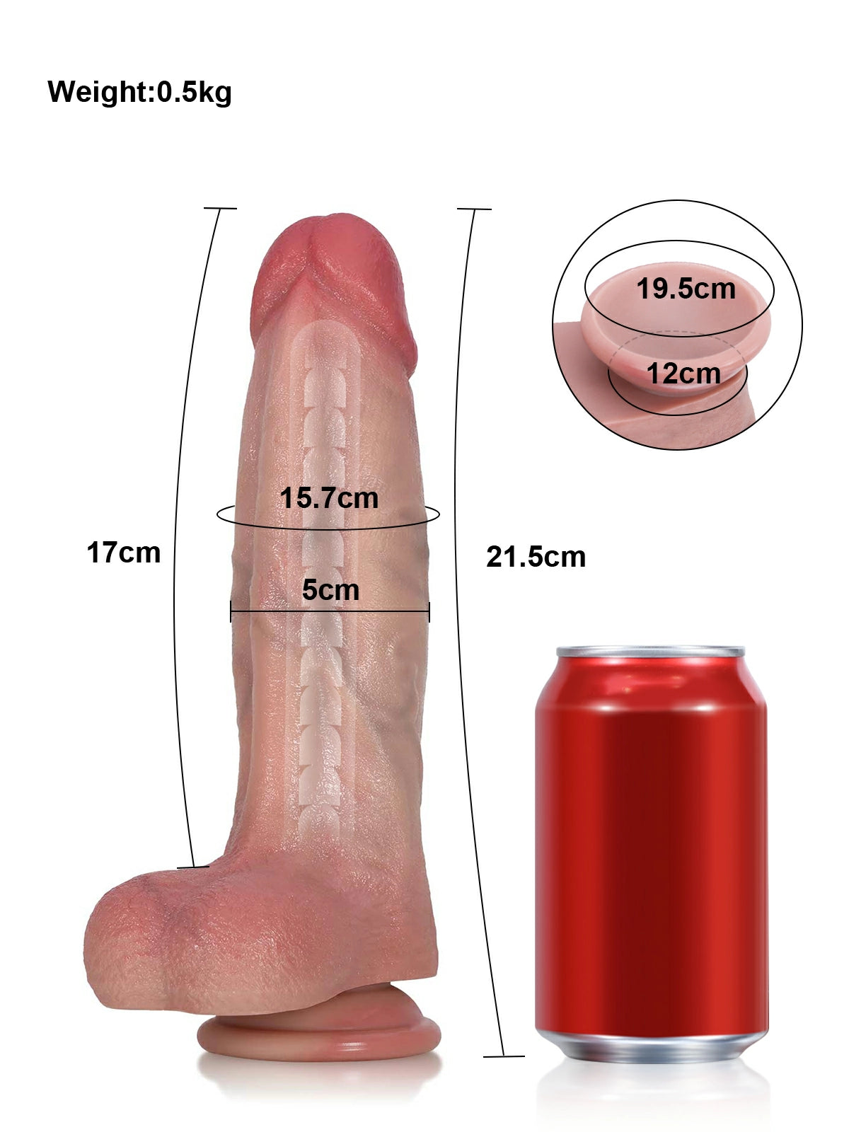 Gimli - Gode Réaliste avec Bord Érectile et Noyau Métallique Flexible - 21,5 cm