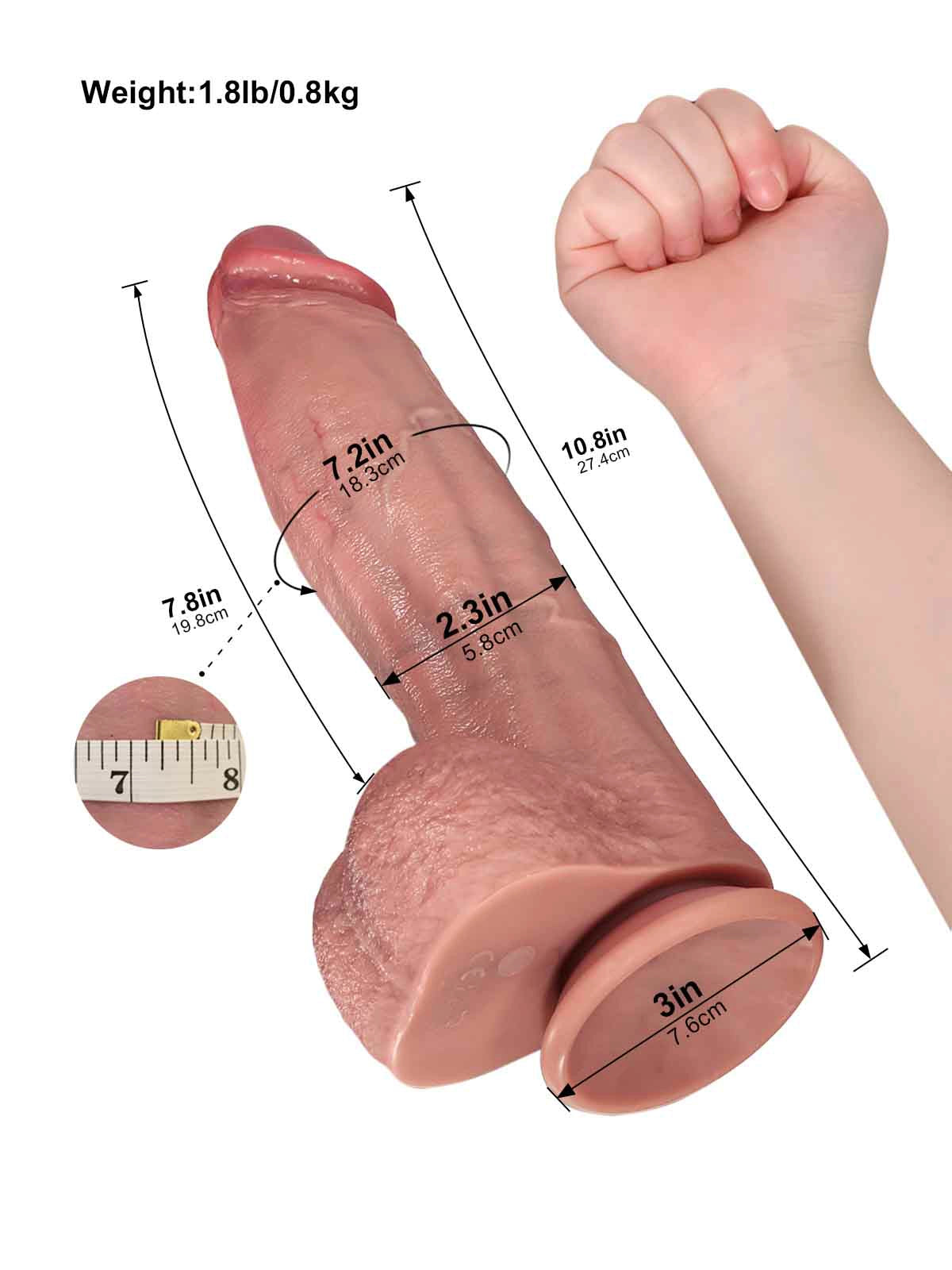 Henry - Gode Vibrant Chauffant à Poussées avec Corps Épais - 27,4 cm