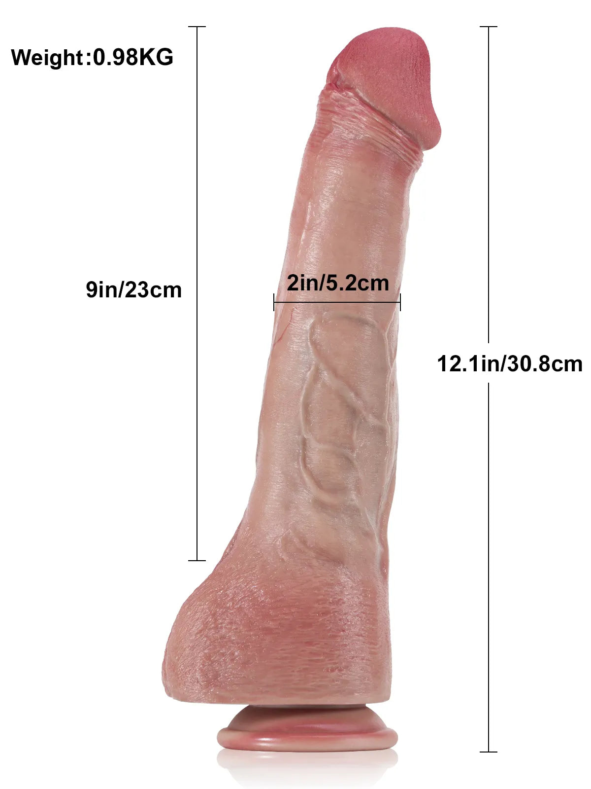 Jeff - Godemichet Anal Géant Flexible avec Colonne Métallique - 30,8 cm