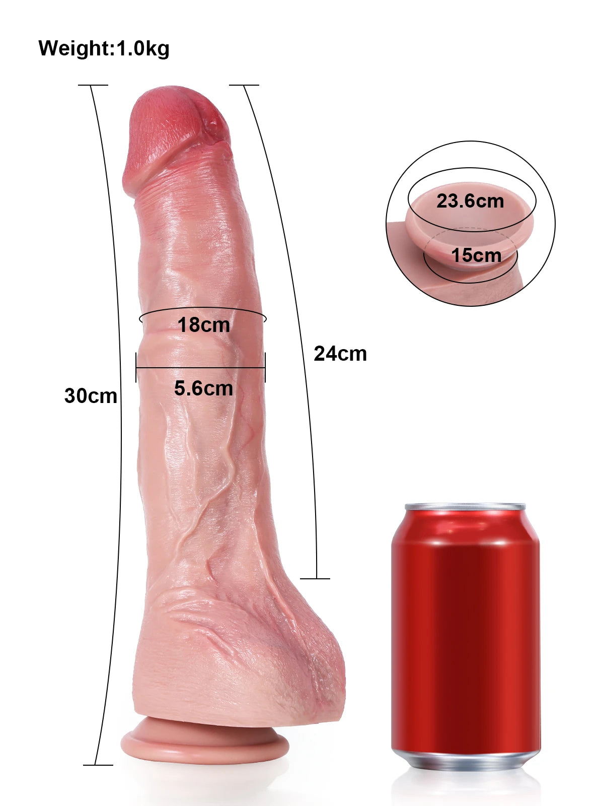 Jeff - Godemichet Anal Géant Flexible avec Colonne Métallique - 30 cm/35 cm
